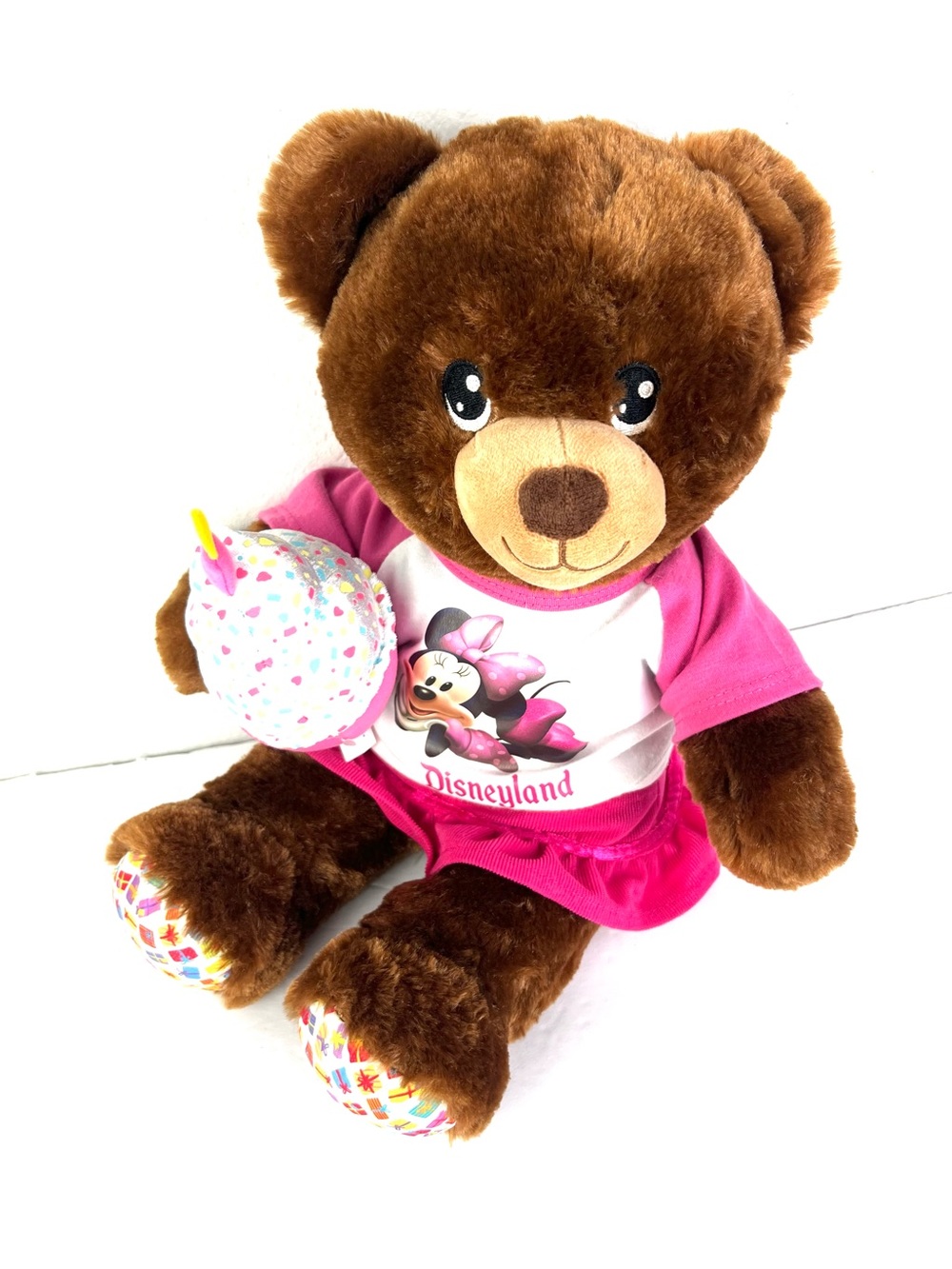 Build A Bear Brown Plush Bear Pink Minnie Outfit Cupcake Birthday Bear Confetti